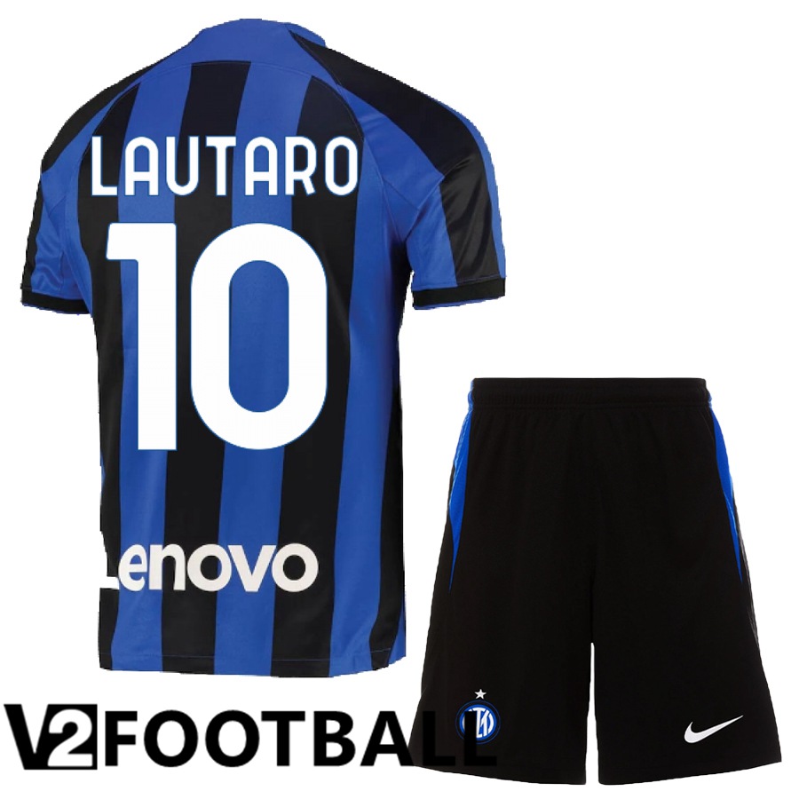Inter Milan (Lautaro 10) Kids Home Shirts 2022/2023