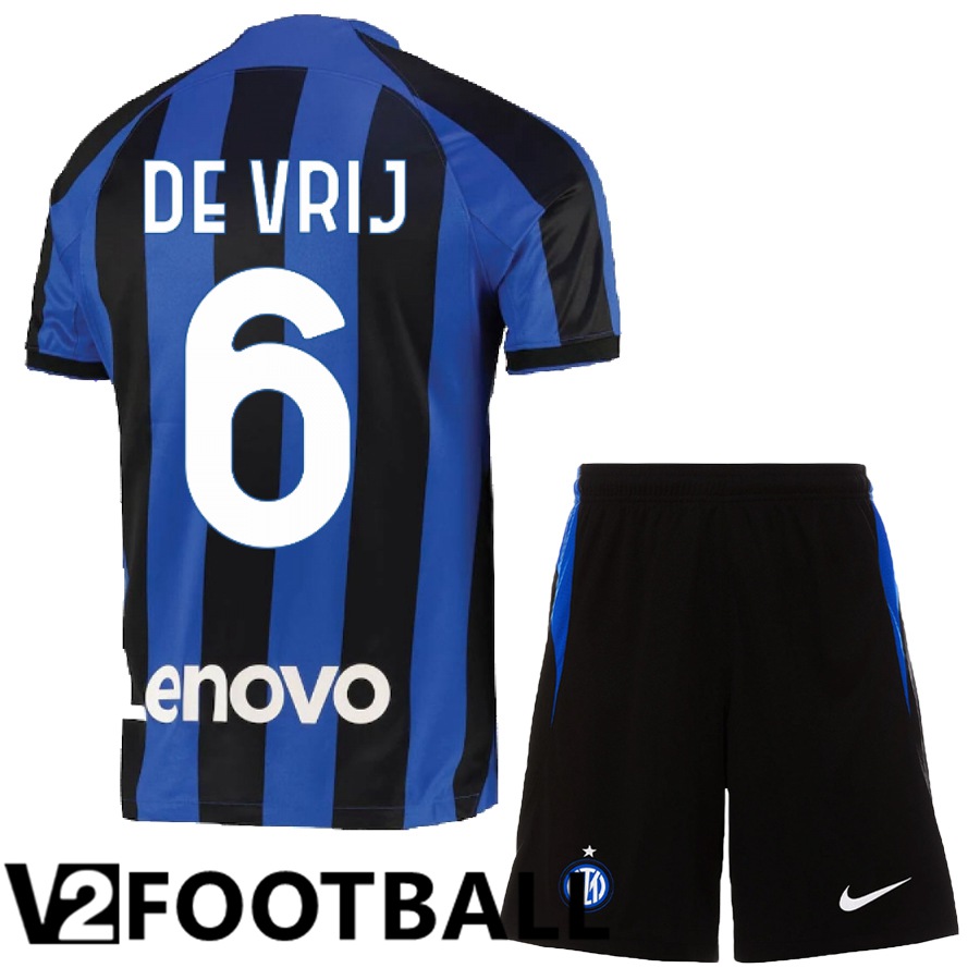 Inter Milan (De Vrij 6) Kids Home Shirts 2022/2023