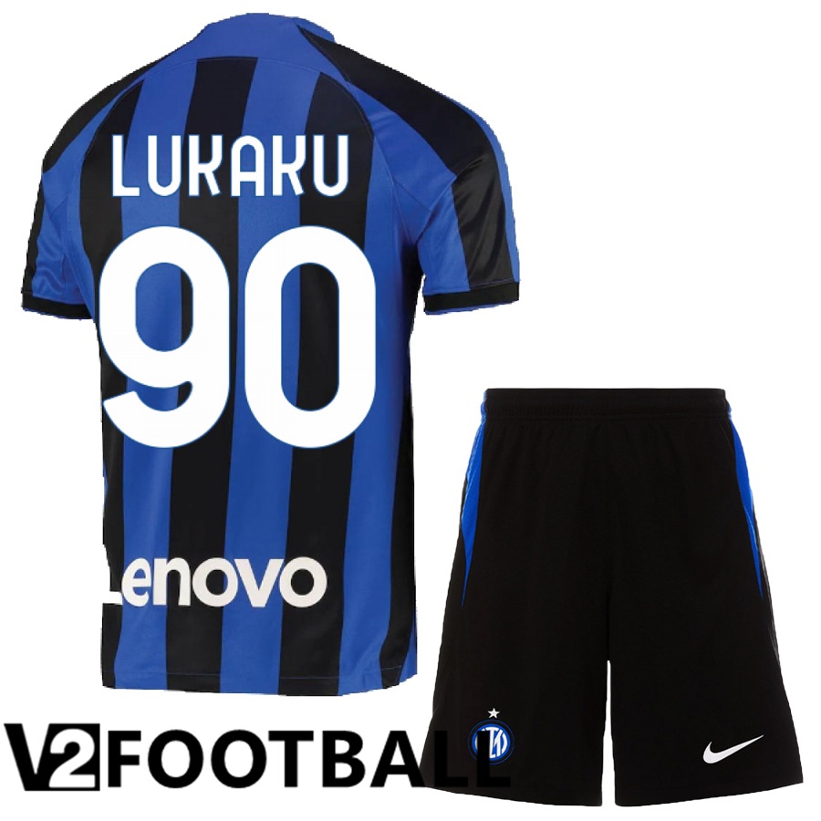 Inter Milan (Lukaku 90) Kids Home Shirts 2022/2023