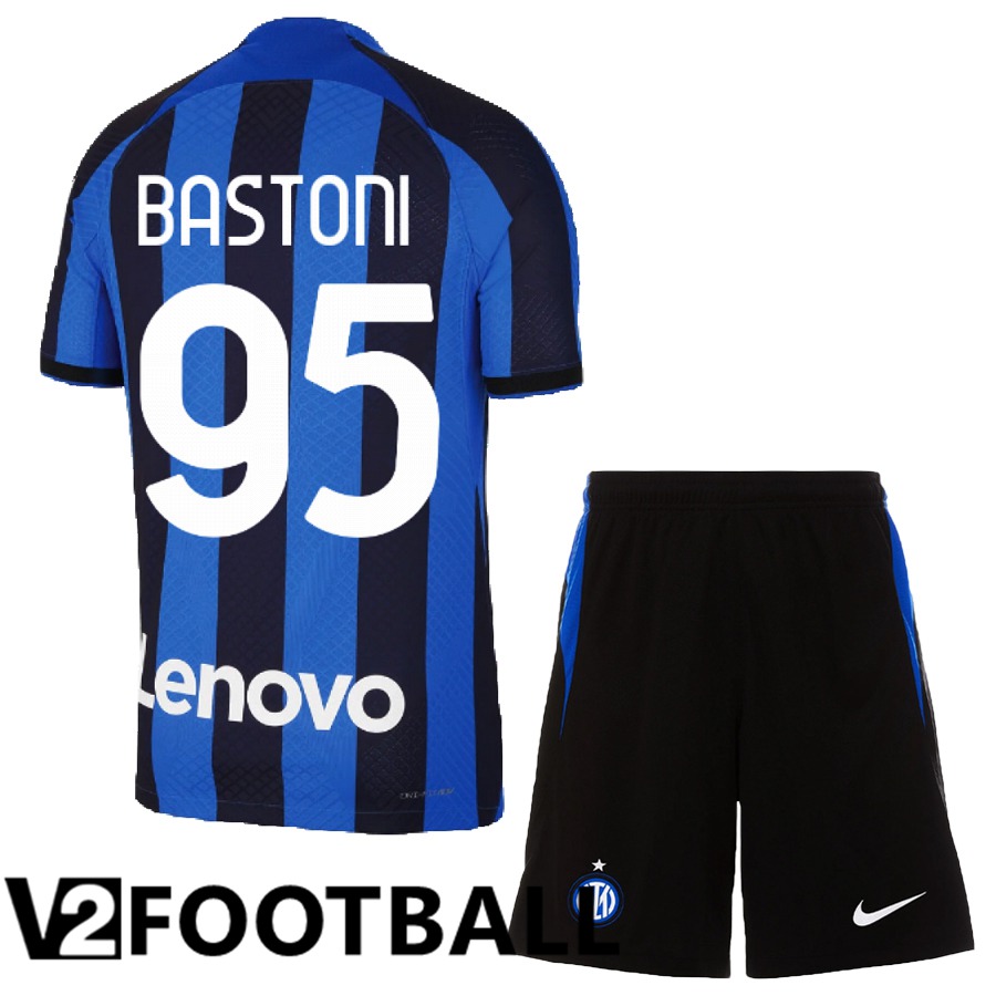 Inter Milan (Bastoni 95) Kids Home Shirts 2022/2023