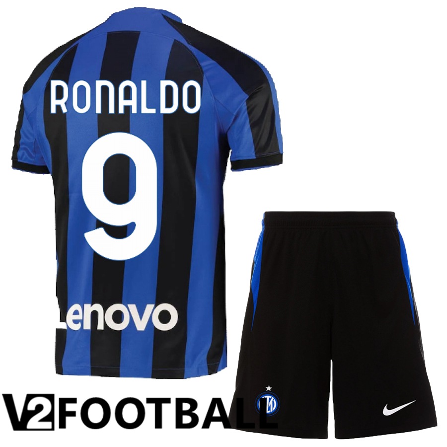 Inter Milan (Ronaldo 9) Kids Home Shirts 2022/2023