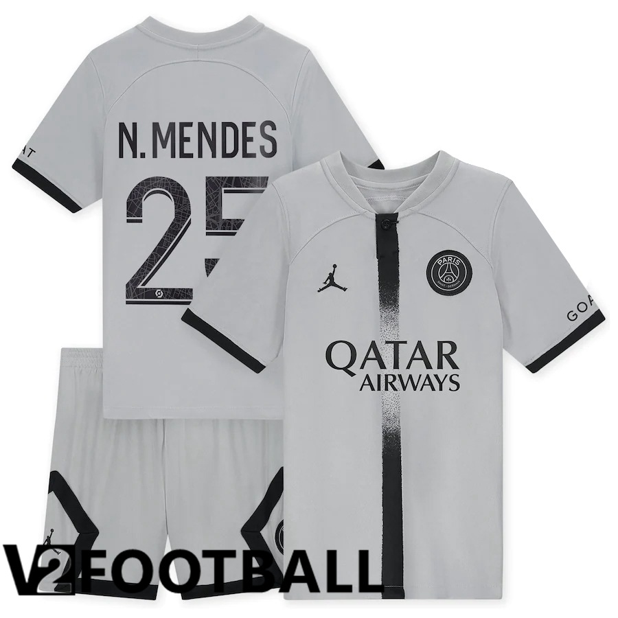 Paris Saint Germain (N.Mendes 25) Kids Away Shirts 2022/2023