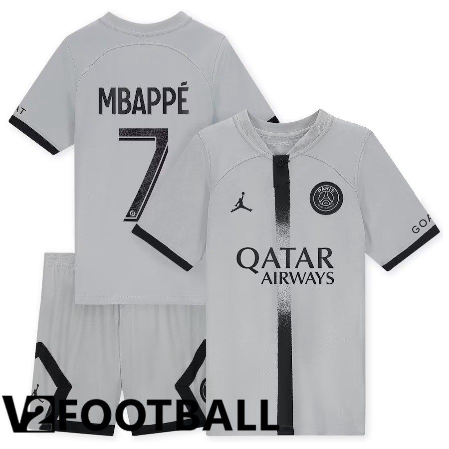 Paris Saint Germain (Mbappé 7) Kids Away Shirts 2022/2023