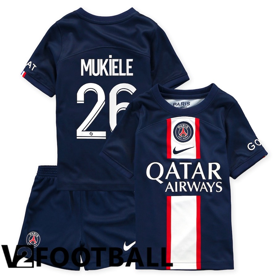 Paris Saint Germain (Mukiele 26) Kids Home Shirts 2022/2023