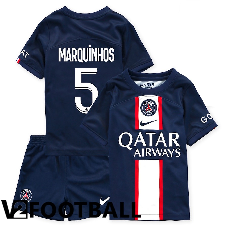 Paris Saint Germain (Marquinhos 5) Kids Home Shirts 2022/2023