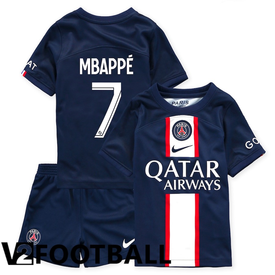 Paris Saint Germain (Mbappé 7) Kids Home Shirts 2022/2023