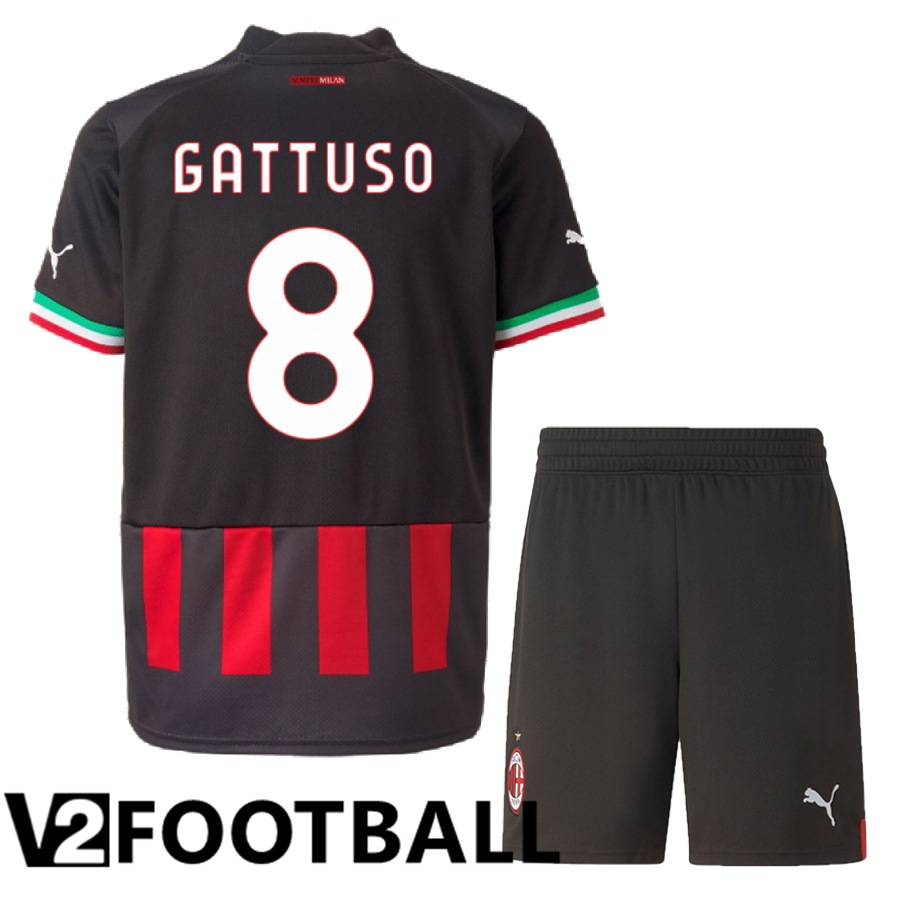 AC Milan (Gattuso 8) Kids Home Shirts 2022/2023