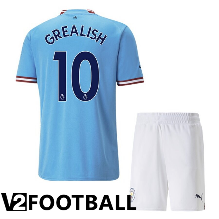 Manchester City（GREALISH 10）Kids Home Shirts 2022/2023