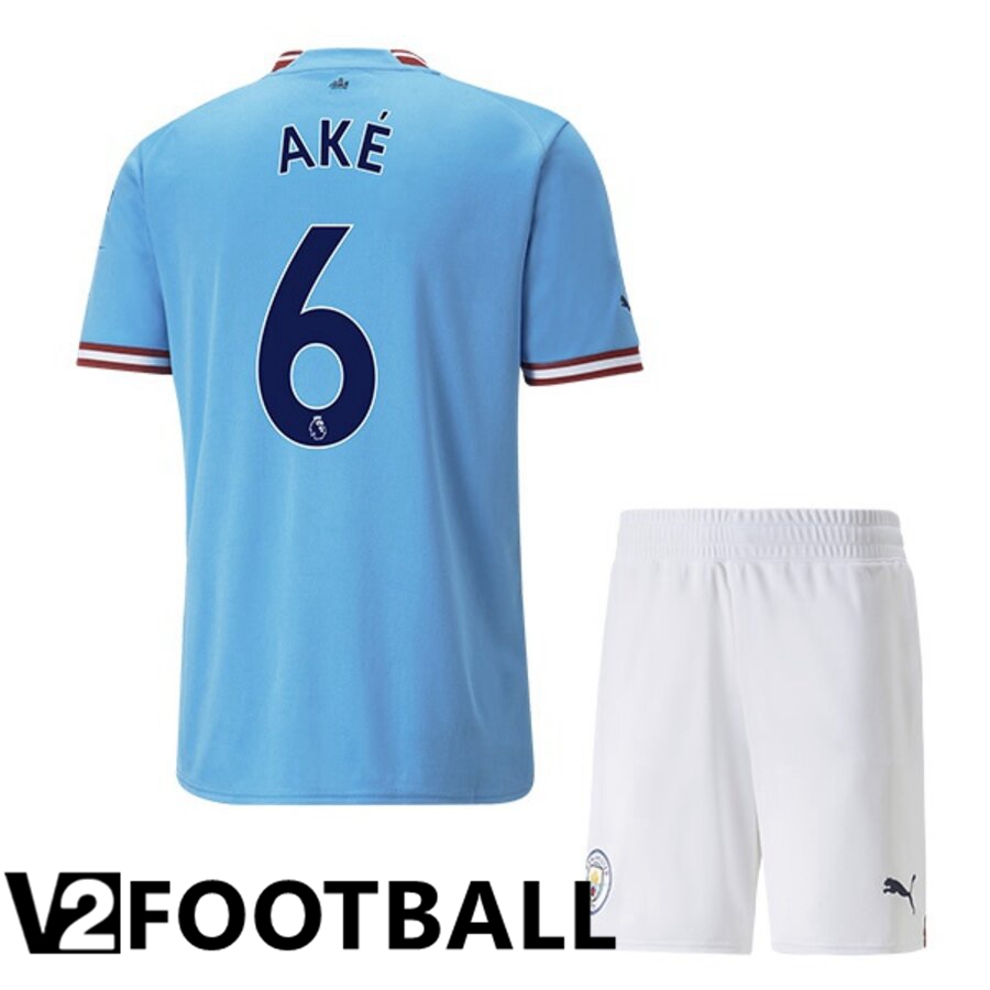 Manchester City（AKE 6）Kids Home Shirts 2022/2023