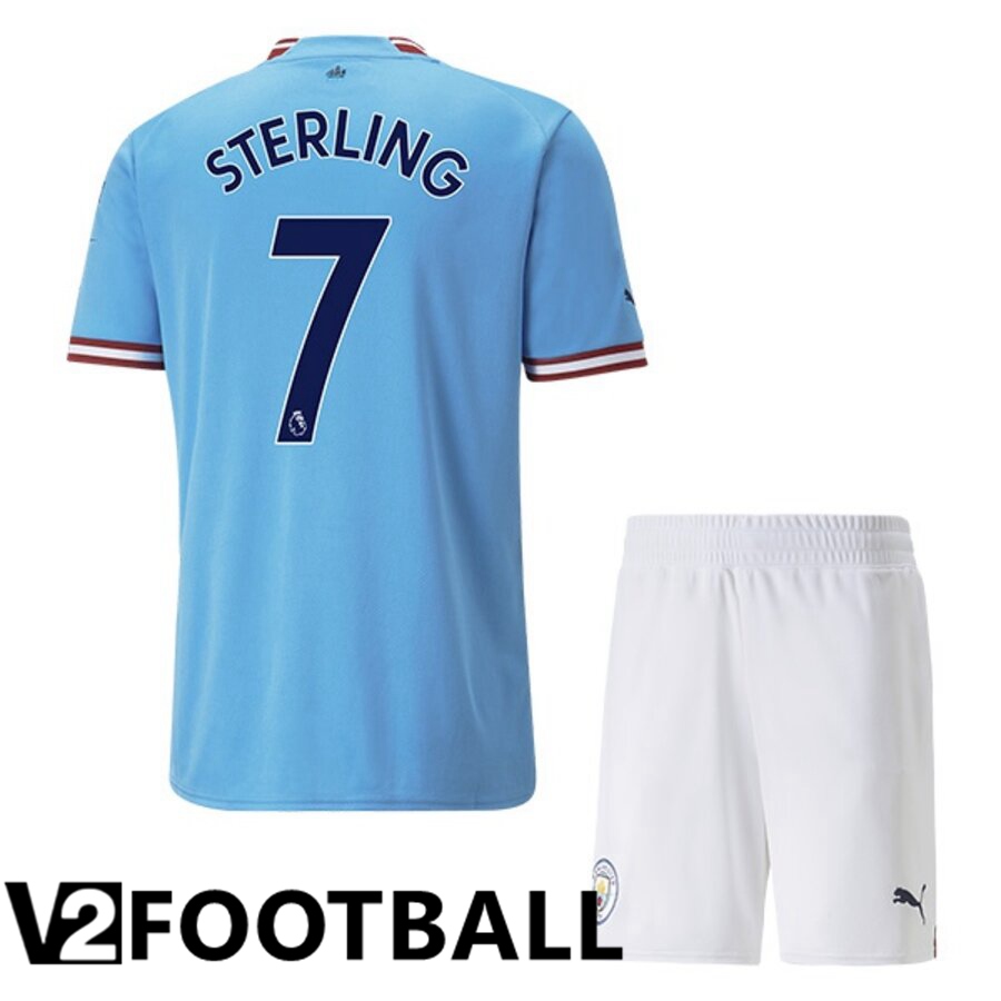 Manchester City（STERLING 7）Kids Home Shirts 2022/2023