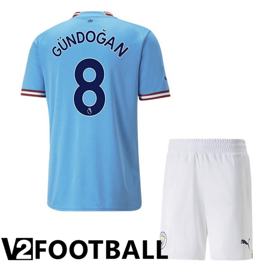 Manchester City（GUNDOGAN 8）Kids Home Shirts 2022/2023