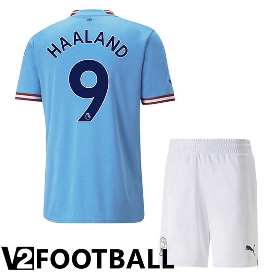 Manchester City（HAALAND 9）Kids Home Shirts 2022/2023