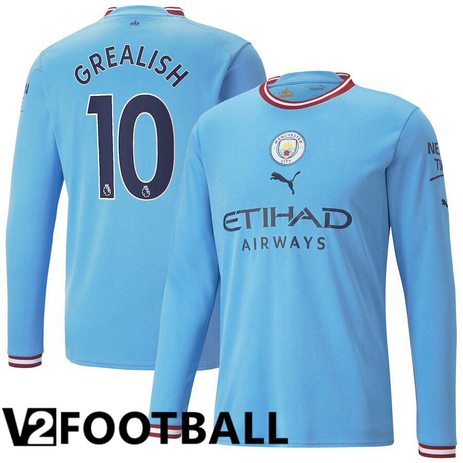 Manchester City（GREALISH 10）Home Shirts Long sleeve 2022/2023