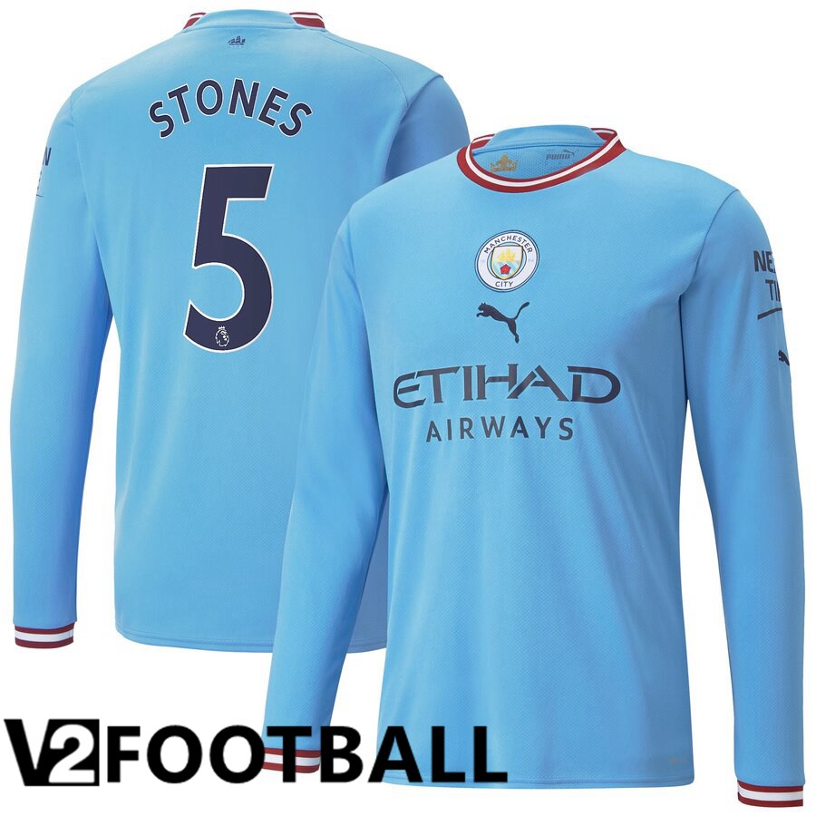 Manchester City（STONES 5）Home Shirts Long sleeve 2022/2023