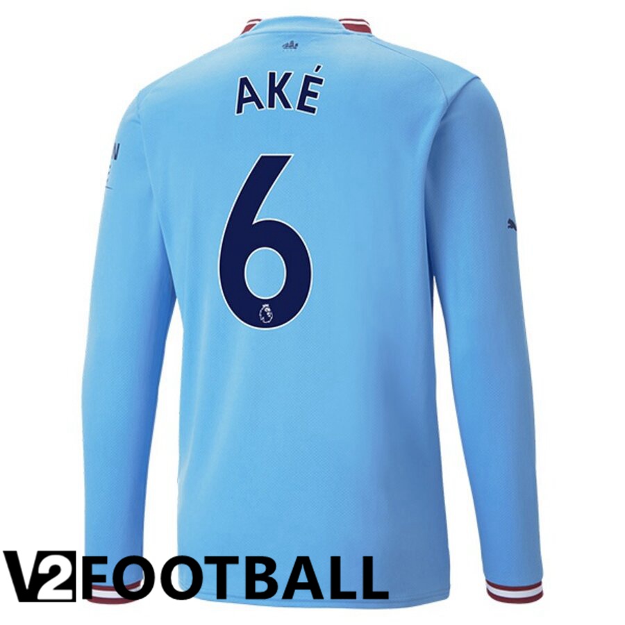 Manchester City（AKE 6）Home Shirts Long sleeve 2022/2023