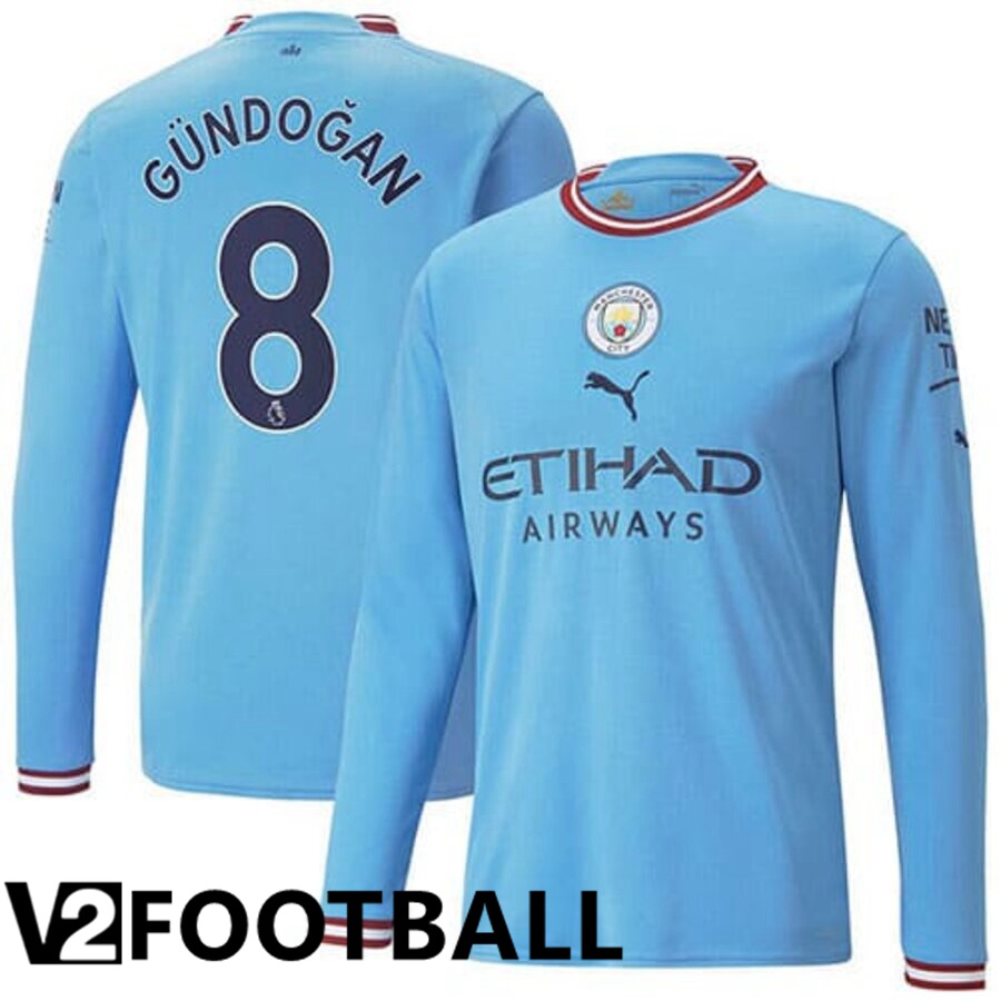 Manchester City（GUNDOGAN 8）Home Shirts Long sleeve 2022/2023