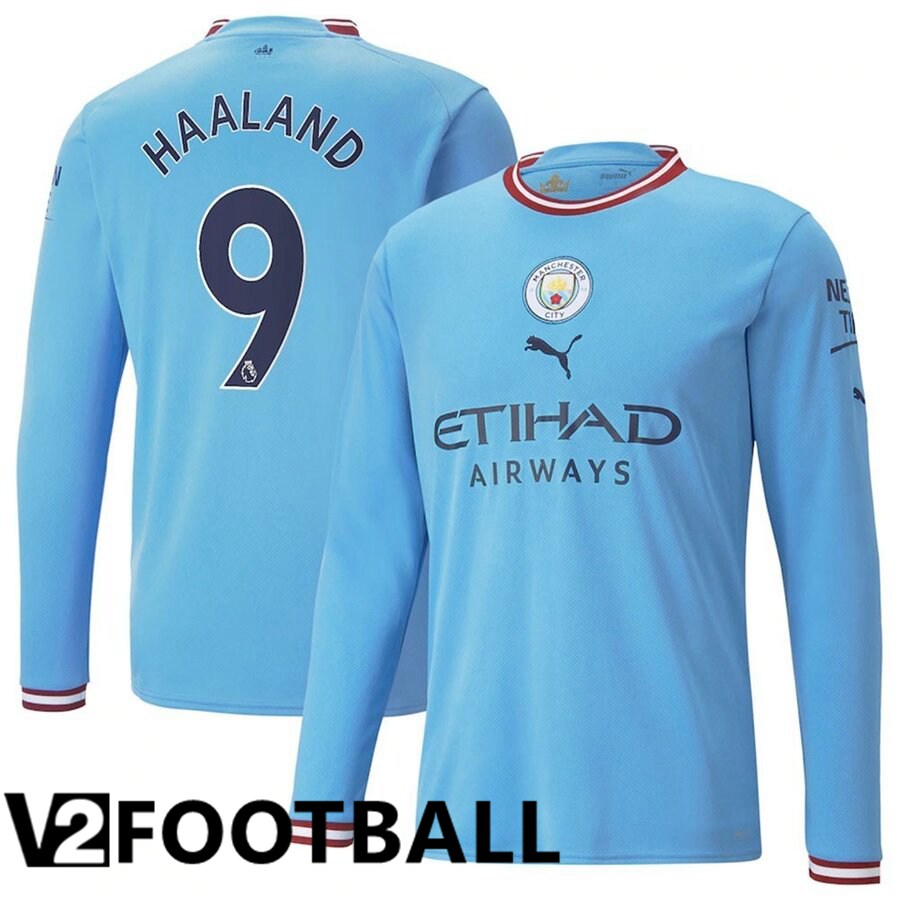 Manchester City（HAALAND 9）Home Shirts Long sleeve 2022/2023