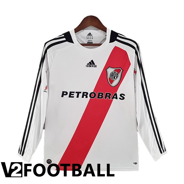 River Plate Retro Home Shirts Long Sleeve White Red 2009-2010