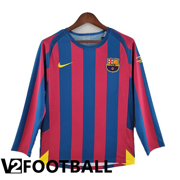 FC Barcelona Retro Home Shirts Long Sleeve Red Blue 2005-2006