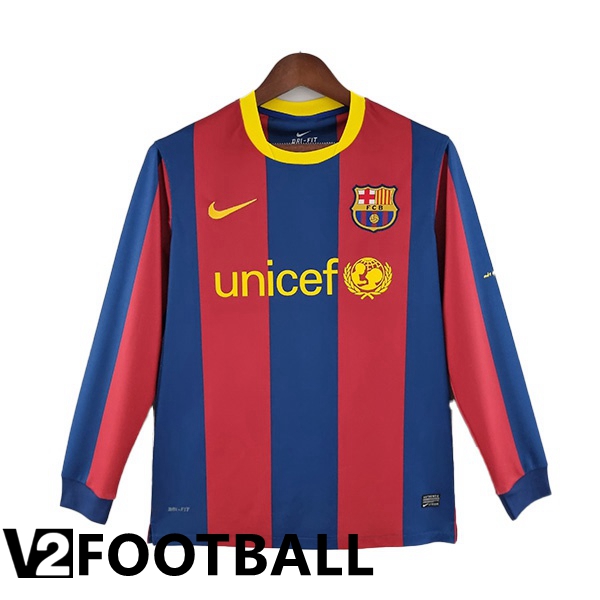 FC Barcelona Retro Home Shirts Long Sleeve Red Blue 2010-2011