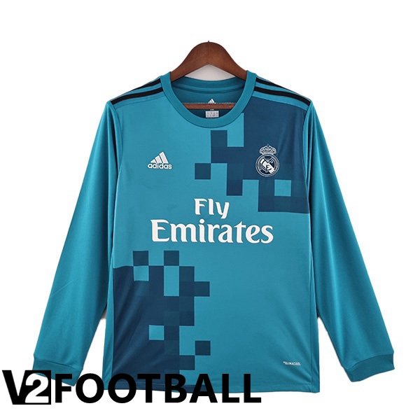 Real Madrid Retro Third Shirts Long Sleeve Blue 2017-2018
