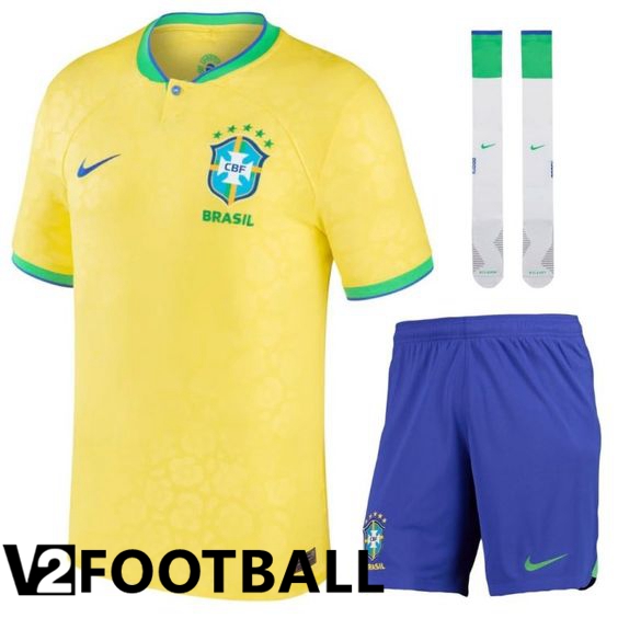 Brazil Home Shirts (Shorts + Sock) World Cup 2022