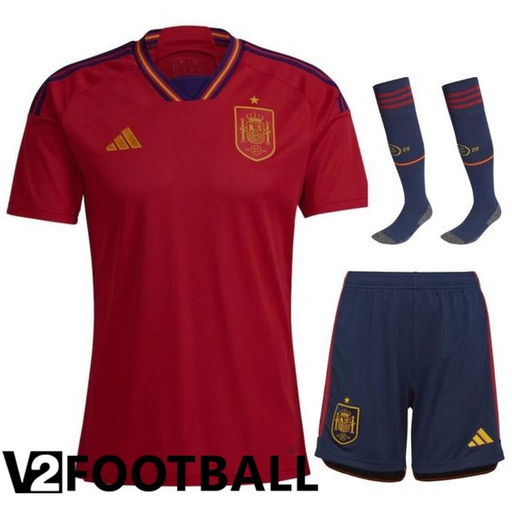 Spain Home Shirts (Shorts + Sock) World Cup 2022