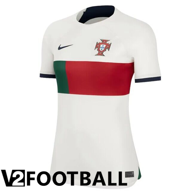 Portugal Womens Away Shirts White Red World Cup 2022